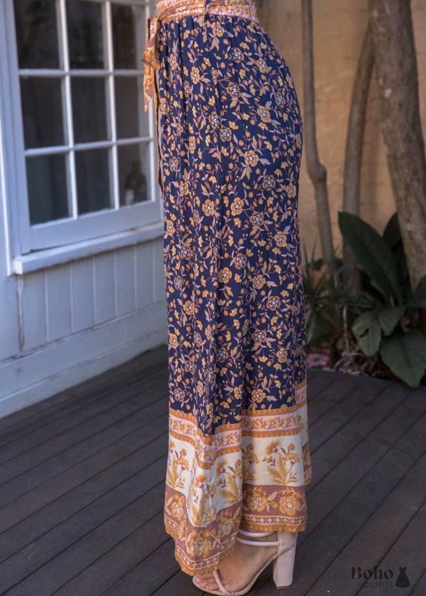 Boho Pants - Palazzo in Leg Jasmine Navy Blue For Women