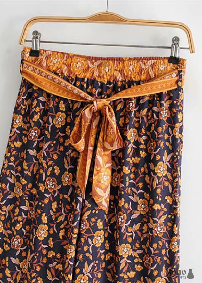 Boho Pants - Palazzo in Leg Jasmine Navy Blue For Women