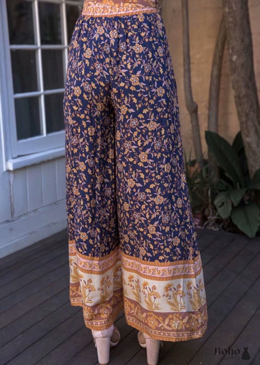 Boho Pants - Palazzo in Leg Jasmine Navy Blue For Women