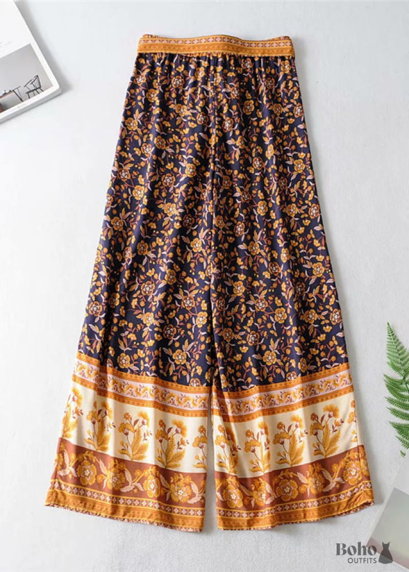 Boho Pants - Palazzo in Leg Jasmine Navy Blue For Women