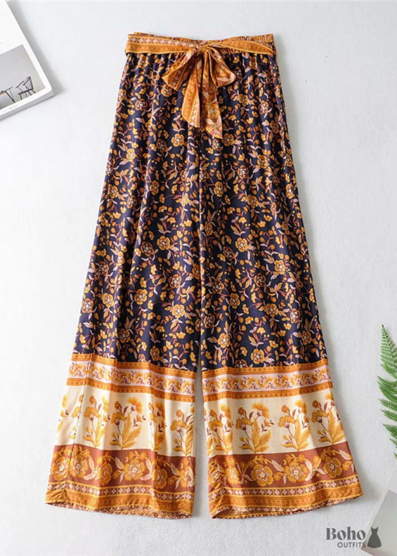 Boho Pants - Palazzo in Leg Jasmine Navy Blue For Women - S