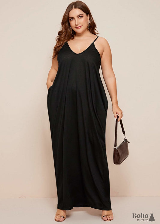 Boho Plus Size Alexi Maxi Dress For Women - 1XL / Black -