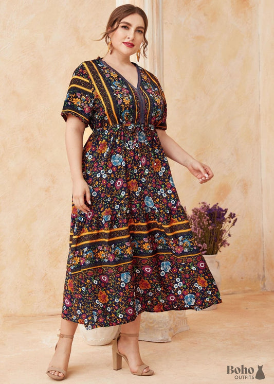 Boho Plus Size Riviera Maxi Dress For Women - Dresses