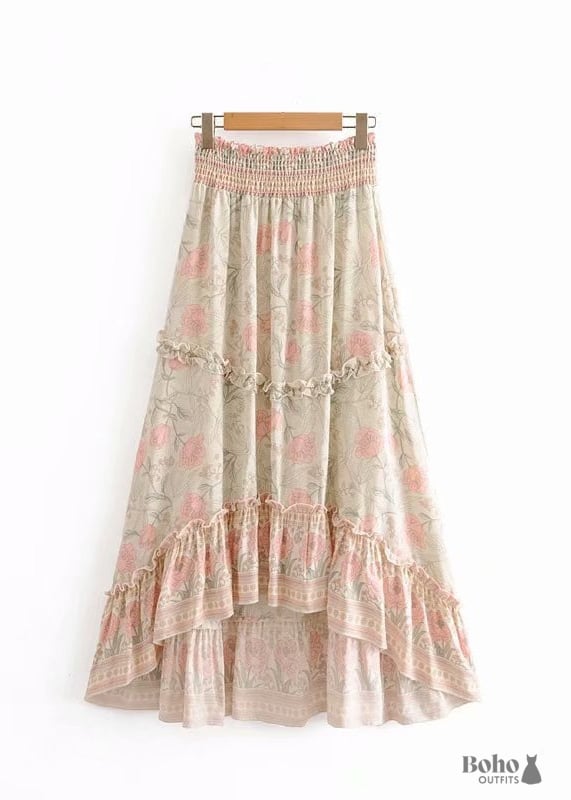 Boho Skirts in White Smoke For Women - Beige / M - Clothing