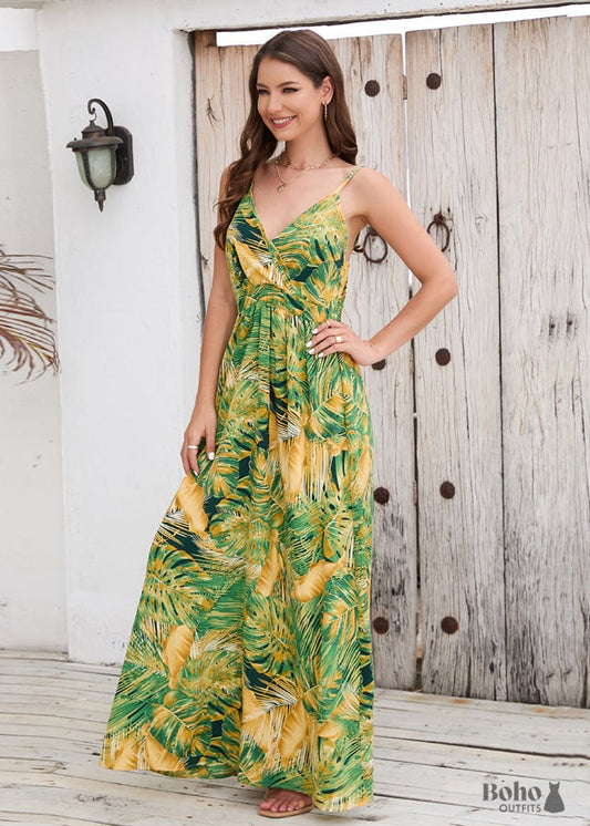 Boho Strap Maxi Dress Reese - S / Yellow green - Clothing