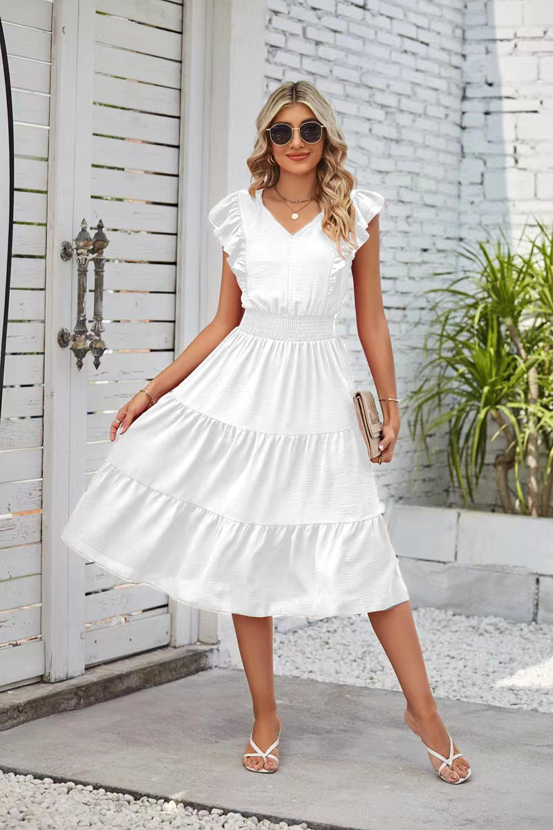 Boho Style White Midi Dress Jennifer - Dresses