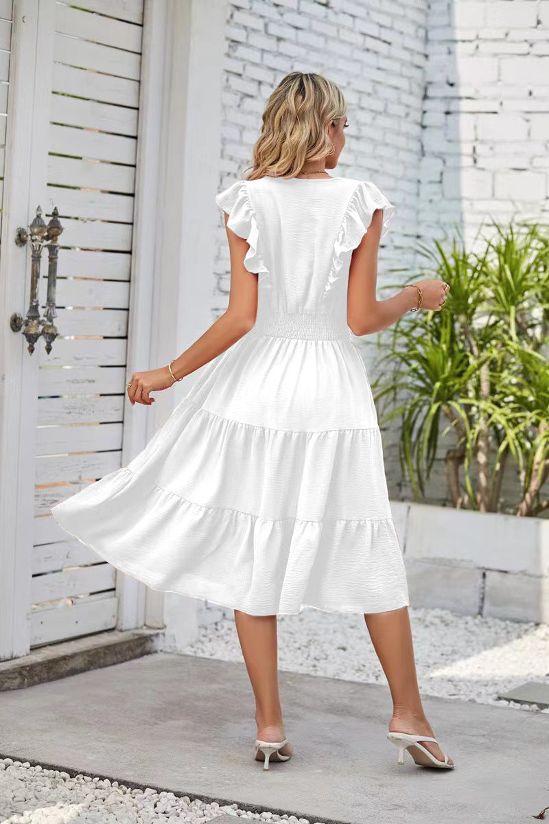 Boho Style White Midi Dress Jennifer - Dresses