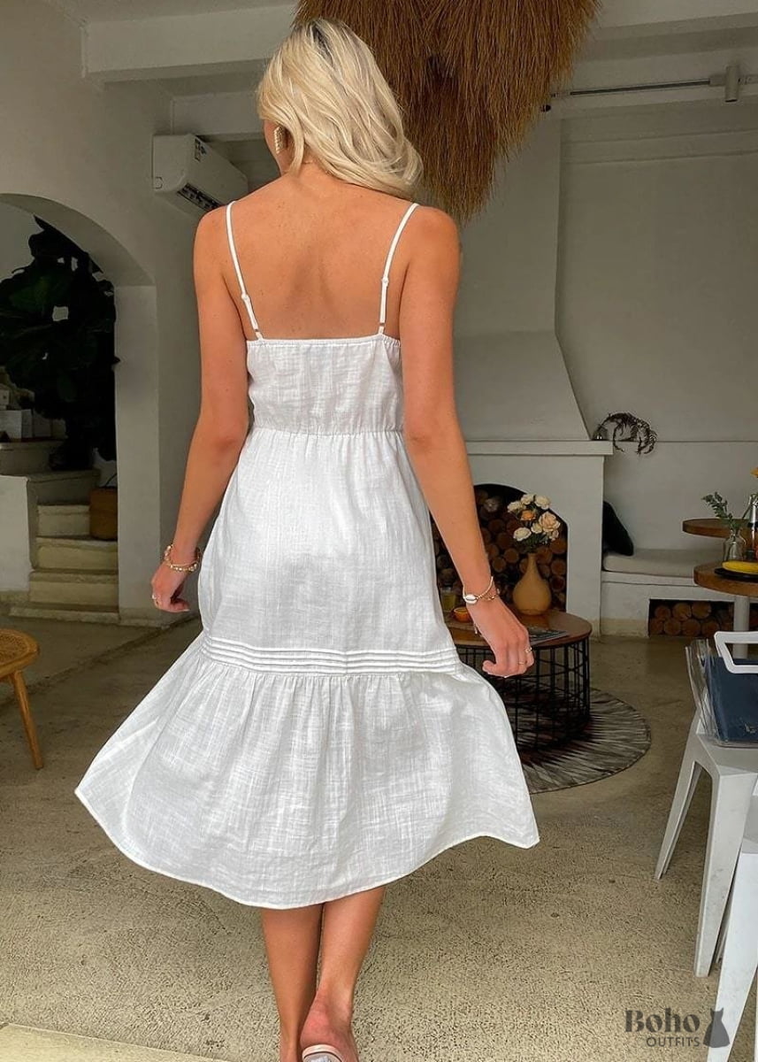 Boho White Midi Dress Nylah - Dresses