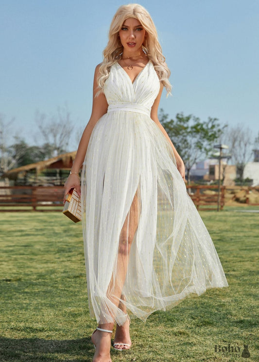 Lace White Boho Maxi Dress Tandy - S - Dresses