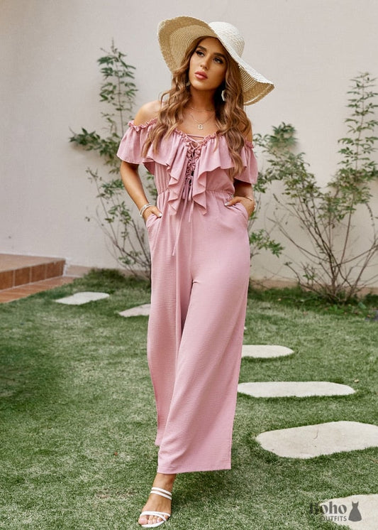 Pink Boho Jumpsuit Dress Talia - S - Dresses