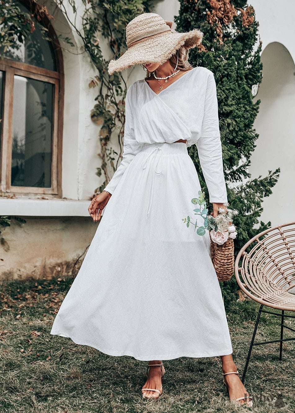 Sexy Two Piece Boho White Dress Octavia - Dresses