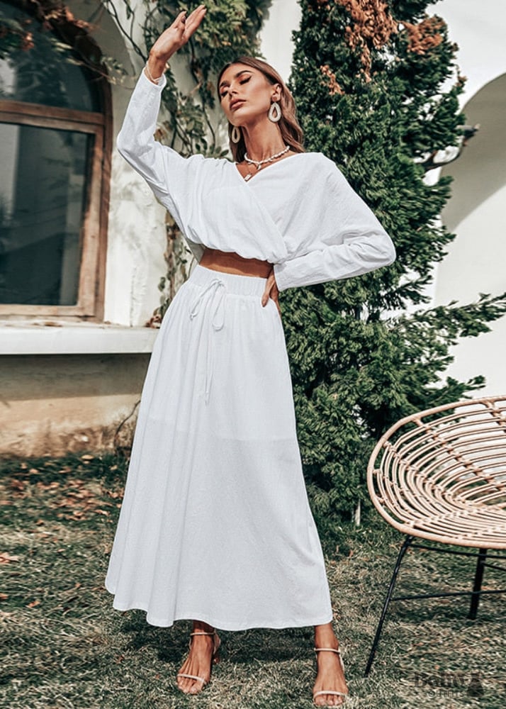 Sexy Two Piece Boho White Dress Octavia - Dresses