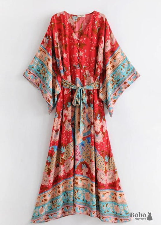 Women’s Chic Realm Boho Kimono Maxi Dress - Shirts & Tops